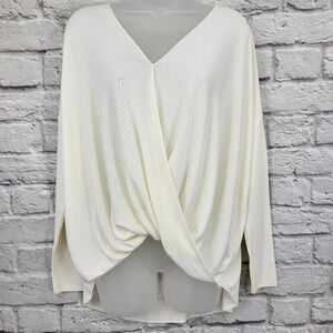 Altar'd State Ivory Hi Lo Semi Sheer Long Sleeve Top Blouse Sz Medium